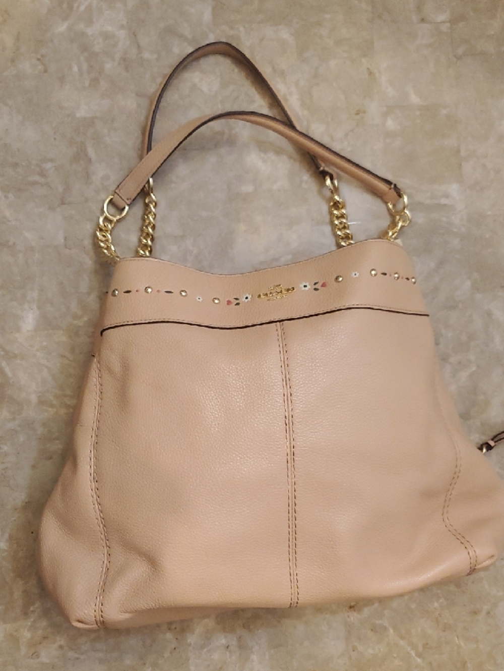 Coach Pebbled Leather Shoulder Bag Purse in Blush/Nude - Picture 2 of 16